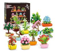 BIZNESMEN Juego de 1255 piezas de bloques de construcción de suculentas y flores, kit de bricolaje de jardín botánico 12 en 1, juguetes STEM regalo para niñas, niños y adultos a partir de 6 años
