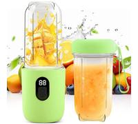 BIZOI Batidora de Vaso Portatil, 500ml Eléctrica Batidora Portatil, Recargable USB Batidora Smoothie con 16 Cuchillas y Pantalla LED, Licuadora portatil para Deportes, Viajes, Senderismo (Verde)