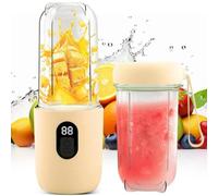BIZOI Batidora de Vaso Portatil, 500ml Eléctrica Batidora Portatil, Recargable USB Batidora Smoothie con 16 Cuchillas y Pantalla LED, Licuadora portatil para Deportes, Viajes, Senderismo (Amarillo)
