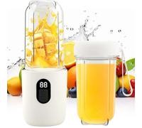 BIZOI Batidora de Vaso Portatil, 500ml Eléctrica Batidora Portatil, Recargable USB Batidora Smoothie con 16 Cuchillas y Pantalla LED, Licuadora portatil para Deportes, Viajes, Senderismo (Blanco)