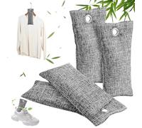 BIZOI Bolsas Purificadoras de Aire de Carbón de Bambú, 4 Pcs bolsas Eliminador de Olores para Zapatos, 75g Bolsa De Carbón Activo De Bambú para Automóvil,Para Armarios, Zapatos, Eliminar Los Olores