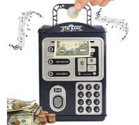 BIZOI Hucha Electrónica para Niños, Caja Fuerte con Código de Seguridad y Música, Mini Alcancía de Cajero Automático, Cajero Automático Digital con Contraseña y Música, Regalo para Niños, Niñas