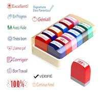 BIZOI Sellos Para Profesores, 12 Piezas Sellos de Goma Autoentintados, sellos de Goma autoentintados para Profesores, Sello autoentintados para Calificar Tareas Domésticas, Motivar y Estimular Alumno