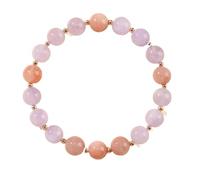 BIZTTLOG Pulsera de la Suerte de Citrino Natural Premium for Mujer, joyería elástica con Gemas Doradas, trae Buena Suerte, Disponible en Tres Colores.(Pinka)