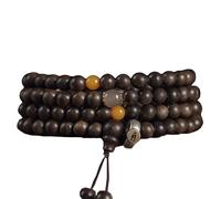 BIZTTLOG Pulsera de Rosario de Madera de agar Natural con 108 Cuentas - Rosario de Madera de 6 mm Hecho a Mano for Hombres y Mujeres, joyería Antigua for meditación y Yoga