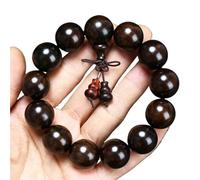 BIZTTLOG Pulsera de Rosario Vintage de Madera de Incienso Rojo - Energía Zen, Pulsera elástica de la Suerte, joyería Espiritual Unisex con Cuentas de Madera for meditación y Yoga(18mm*13 b1)