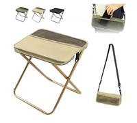 BIZTTLOG Taburete Plegable Ligero for Exteriores 2026 - Mini Asiento Plegable portátil for Camping con Bolsa de Almacenamiento, Taburete for Picnic, Senderismo y Pesca (Negro)(Khaki(Large))