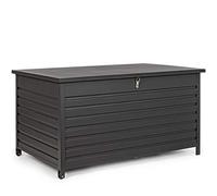 Bizzotto Baúl Atlantic S antracita con ruedas exterior jardín decoración cojines