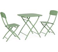 Bizzotto Conjunto de 2 sillas y 1 mesa bistro en acero verde salvia
