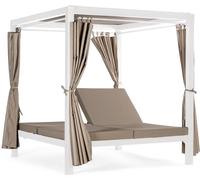 Bizzotto Diván con cojines de aluminio blanco, cama balinesa reclinable