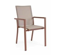 Bizzotto KONNOR Barn - Silla con reposabrazos de aluminio y textileno para jardín y porche