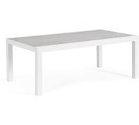 Bizzotto Mesa de centro de aluminio con tapa de cerámica blanco 120x70
