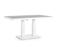 Bizzotto Mesa de jardín Truman blanca 140x85x49-72h cm, tapa de cerámica y estructura de aluminio