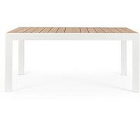 Bizzotto Mesa extensible Belmar 160-240x100 blanco, láminas de aluminio efecto madera