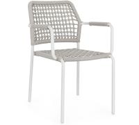 Bizzotto Silla con brazos de aluminio y tejido de cuerda blanco