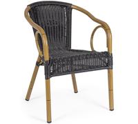 Bizzotto Silla con brazos de aluminio y tejido de fibra sintética negra