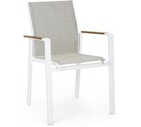 Bizzotto Silla con brazos en aluminio y textilene acolchado blanco