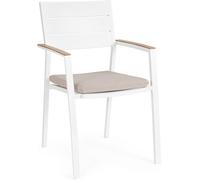 Bizzotto Silla con brazos y cojín en aluminio blanco