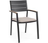 Bizzotto Silla con reposabrazos y cojín en aluminio antracita.