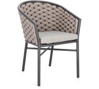 Bizzotto Silla con reposabrazos y cojín en aluminio antracita/khaki