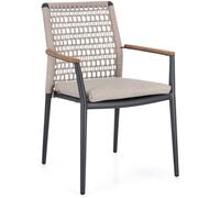 Bizzotto Silla con reposabrazos y cojín en aluminio natural/antracita