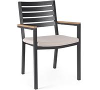 Bizzotto Silla de aluminio con reposabrazos efecto madera antracita