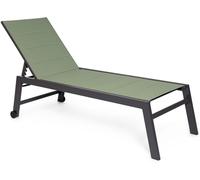 Bizzotto Tumbona con ruedas de aluminio y textilene antracita/verde