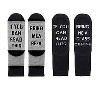 BJ-SHOP If You Can Read This Bring Me A Glass of Wine Beer,Calcetines de Hombres Mujeres para Regalo de Año Nuevo Navidad Estreno de una Casa Cumpleaños 2 Pares