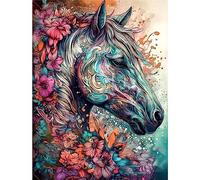 BJBJJIU Kit de Pintura de Diamante Artístico, Conjunto de Imágenes de Pintura de Diamante, Bordado de Pedrería de Pintura de Diamante para Adultos, Niños, Hogar, Decoración de Pared 40x30cm - Caballo