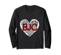 BJC Maroon Initials Leopard Cheetah Heart Trendy Manga Larga