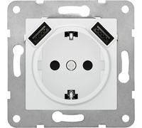BJC Viva - Enchufe con emborne sin tornillo con protección de seguridad con doble USB, Blanco ,23526-USB