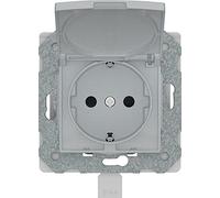 BJC Viva - Enchufe con emborne sin tornillo con protección de seguridad con tapa abatible ip44 con garras, Plata Luna ,23526-3PLX