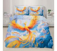 BJCJGGL Funda Nordica 150 Moderno FéNix Dorado Ropa de Cama 150 para Niños Adultos con Cremallera Suave Transpirable Microfibra Fundas Nordicas 240x220 cm + 2 Fundas de Almohada 50x80 cm