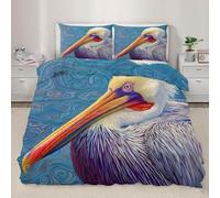 BJCJGGL Funda Nordica 150 Moderno PelíCano Azul Ropa de Cama 150 para Niños Adultos con Cremallera Suave Transpirable Microfibra Fundas Nordicas 240x220 cm + 2 Fundas de Almohada 50x80 cm