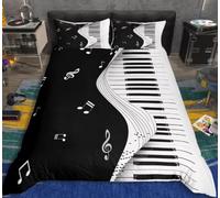 BJCJGGL Funda Nordica 150 Moderno Piano Blanco Negro Ropa de Cama 150 para Niños Adultos con Cremallera Suave Transpirable Microfibra Fundas Nordicas 240x220 cm + 2 Fundas de Almohada 50x80 cm