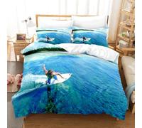 BJCJGGL Funda Nordica 150 Moderno Surf Extremo Azul Ropa de Cama 150 para Niños Adultos con Cremallera Suave Transpirable Microfibra Fundas Nordicas 240x220 cm + 2 Fundas de Almohada 50x80 cm