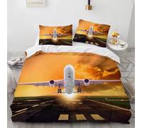 BJCJGGL Funda Nordica 90 Avion Amarillo Edredón Cama 90 para Niñas Niños con Cremallera de Suave Transpirable Microfibra Fundas Nordicas 150x220 cm + 2 Fundas de Almohada 50x80 cm