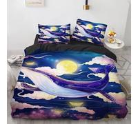 BJCJGGL Funda Nordica 90 Ballena Azul Edredón Cama 90 para Niñas Niños con Cremallera de Suave Transpirable Microfibra Fundas Nordicas 150x220 cm + 2 Fundas de Almohada 50x80 cm