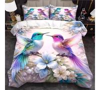 BJCJGGL Funda Nordica 90 Colibrí Edredón Cama 90 para Niñas Niños con Cremallera de Suave Transpirable Microfibra Fundas Nordicas 150x220 cm + 2 Fundas de Almohada 50x80 cm