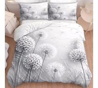 BJCJGGL Funda Nordica 90 Diente De LeóN Blanco Edredón Cama 90 para Niñas Niños con Cremallera de Suave Transpirable Microfibra Fundas Nordicas 150x220 cm + 2 Fundas de Almohada 50x80 cm