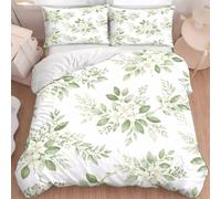 BJCJGGL Funda Nordica 90 Flor Verde Edredón Cama 90 para Niñas Niños con Cremallera de Suave Transpirable Microfibra Fundas Nordicas 150x220 cm + 2 Fundas de Almohada 50x80 cm