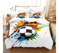 BJCJGGL Funda Nordica 90 Futbol Blanco Edredón Cama 90 para Niñas Niños con Cremallera de Suave Transpirable Microfibra Fundas Nordicas 150x220 cm + 2 Fundas de Almohada 50x80 cm