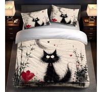 BJCJGGL Funda Nordica 90 Gato Dibujos Animados Edredón Cama 90 para Niñas Niños con Cremallera de Suave Transpirable Microfibra Fundas Nordicas 150x220 cm + 2 Fundas de Almohada 50x80 cm