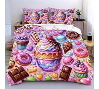 BJCJGGL Funda Nordica 90 Helado Morado Edredón Cama 90 para Niñas Niños con Cremallera de Suave Transpirable Microfibra Fundas Nordicas 150x220 cm + 2 Fundas de Almohada 50x80 cm