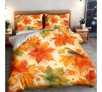 BJCJGGL Funda Nordica 90 Hoja De Arce Roja Edredón Cama 90 para Niñas Niños con Cremallera de Suave Transpirable Microfibra Fundas Nordicas 150x220 cm + 2 Fundas de Almohada 50x80 cm