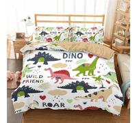 BJCJGGL Funda Nordica 90 Lindo Dinosaurio Edredón Cama 90 para Niñas Niños con Cremallera de Suave Transpirable Microfibra Fundas Nordicas 150x220 cm + 2 Fundas de Almohada 50x80 cm