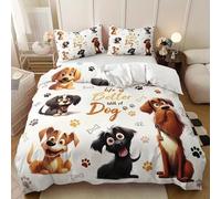 BJCJGGL Funda Nordica 90 Perro Adorable Edredón Cama 90 para Niñas Niños con Cremallera de Suave Transpirable Microfibra Fundas Nordicas 150x220 cm + 2 Fundas de Almohada 50x80 cm