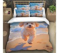 BJCJGGL Funda Nordica 90 Perro De Peluche Edredón Cama 90 para Niñas Niños con Cremallera de Suave Transpirable Microfibra Fundas Nordicas 150x220 cm + 2 Fundas de Almohada 50x80 cm