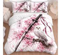 BJCJGGL Funda Nordica 90 Sakura Katana Edredón Cama 90 para Niñas Niños con Cremallera de Suave Transpirable Microfibra Fundas Nordicas 150x220 cm + 2 Fundas de Almohada 50x80 cm