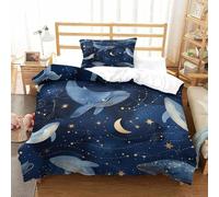 BJCJGGL Funda Nordica Cama 180 Ballena Azul Colchas Cama 180 para Niños Adultos con Cremallera Suave Transpirable Microfibra Fundas Nordicas 260x240 cm + 2 Fundas de Almohada 50x80 cm